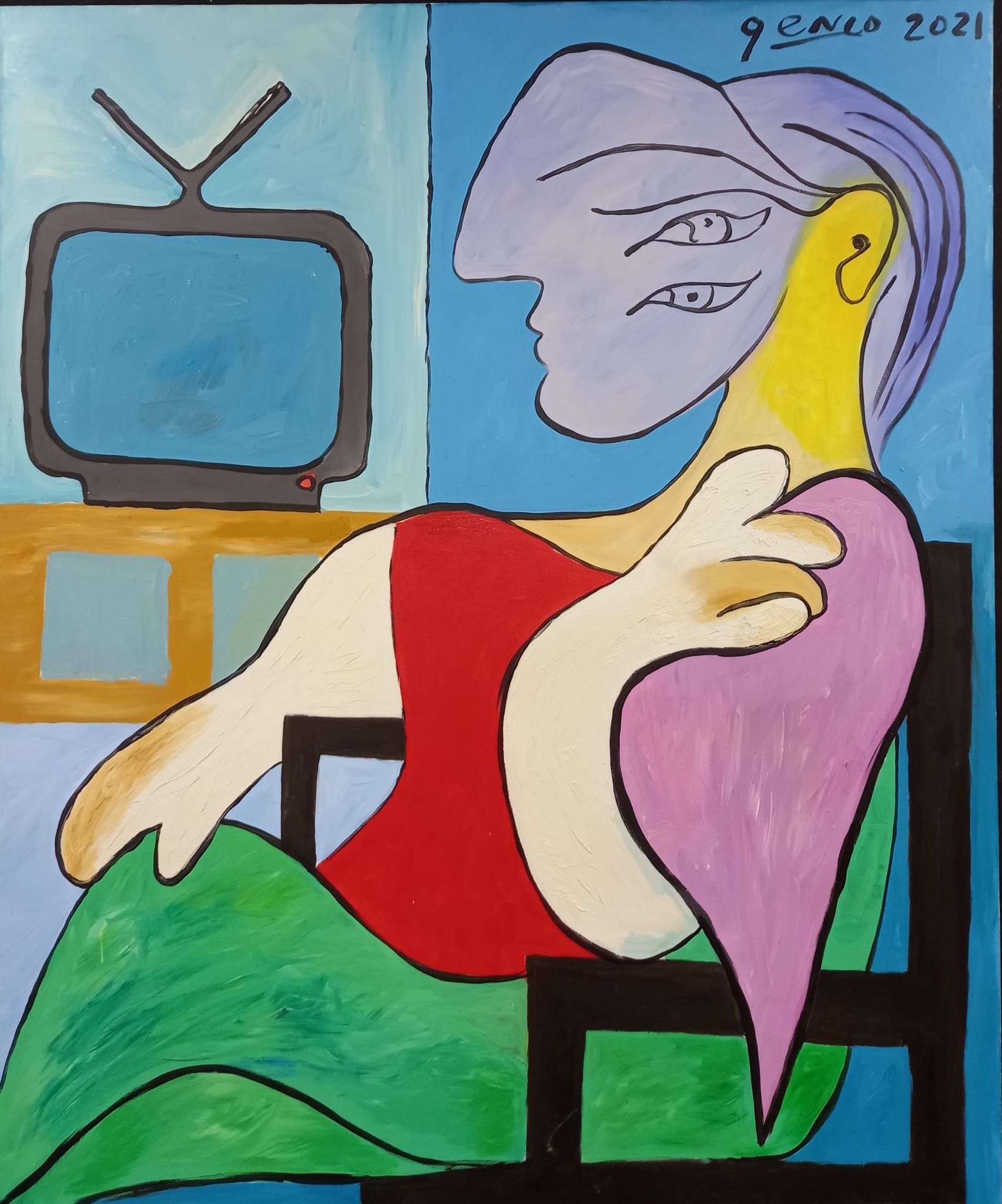 Genco Gülan, Petek (Nike), 2017. Oil on canvas. 76cm x94cm.