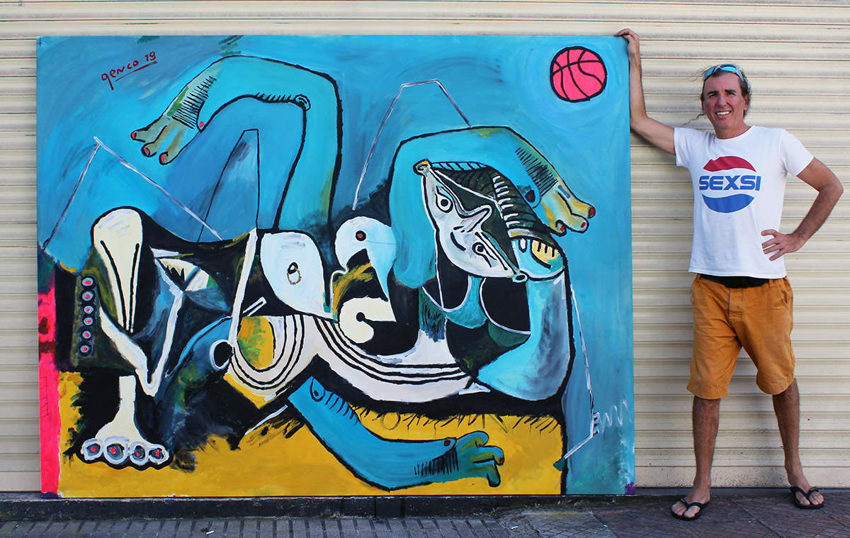 Genco Gülan, Yeşim (Adidas), 2017. Oil on canvas. 78cm x 115cm.